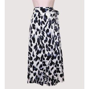 Newchoice Animal Print Wrap Skirt Womens M Black White Grey Leopard Tie NEW